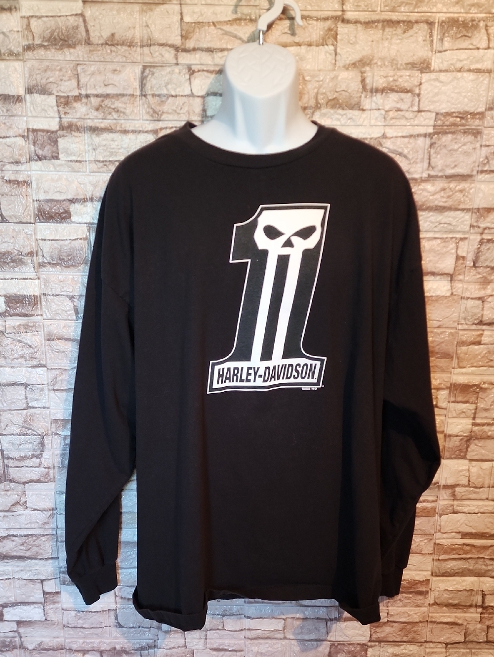 Harley-Davidson Black Long Sleeve Tee with White #1 Logo